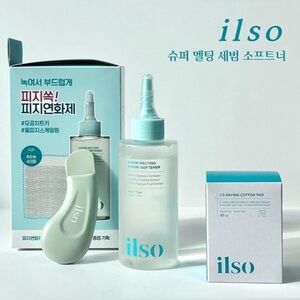 ilso SUPER MELTING SEBUM SOFTENER 5oz+40 Cotton Pads + Blackhead Remover Scraper